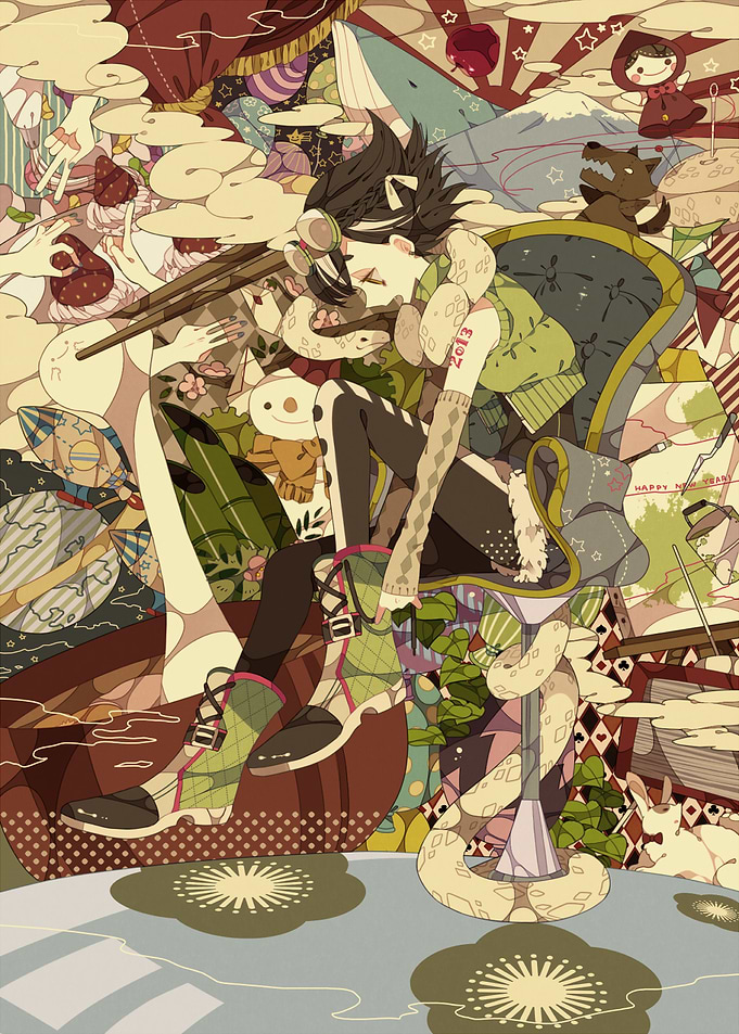 Whimsical Dreamscape with Central Figure