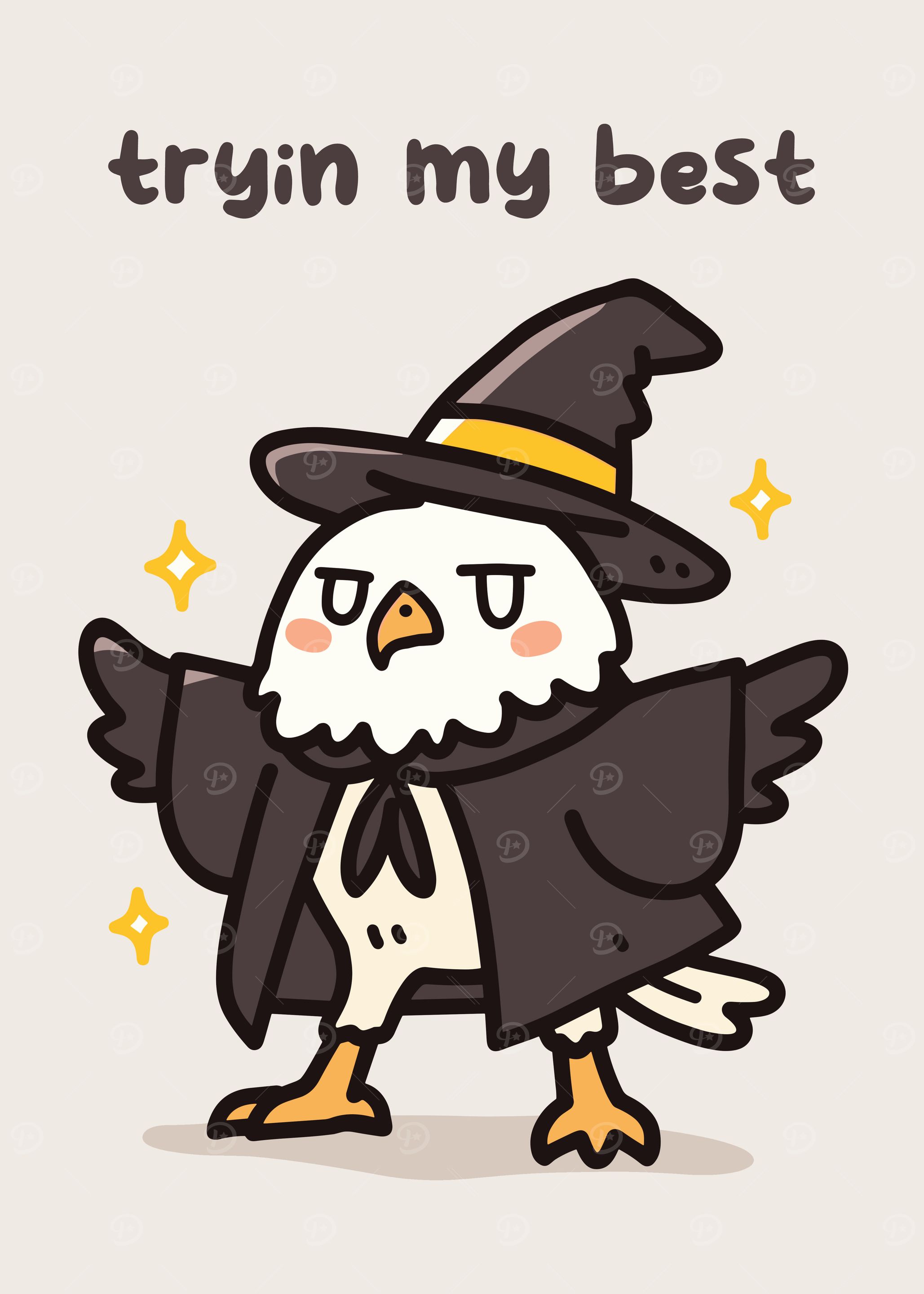 Cartoon Eagle Wizard 'Tryin My Best'