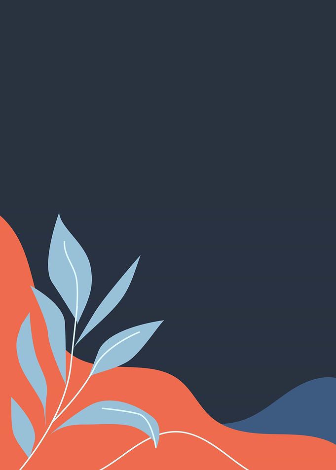 Abstract Floral Design with Blue Leaves