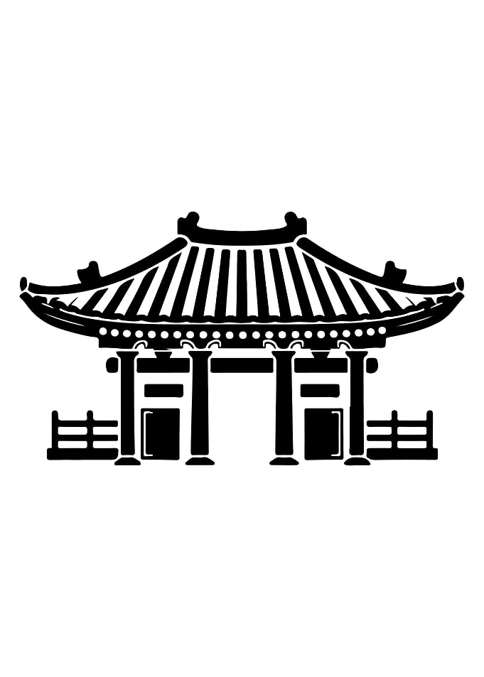 Japanese Temple Gate Silhouette