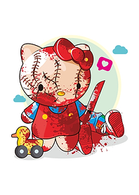 Creepy Hello Kitty with Knife