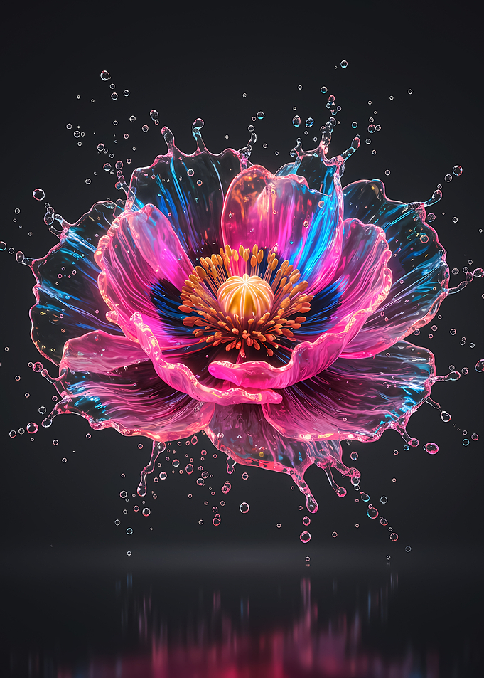 Abstract Flower with Water Droplets