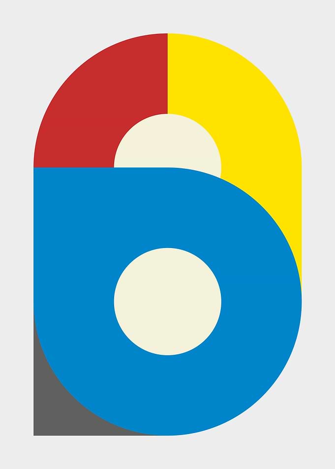 Bauhaus Abstract Geometric Shapes in Primary Colors