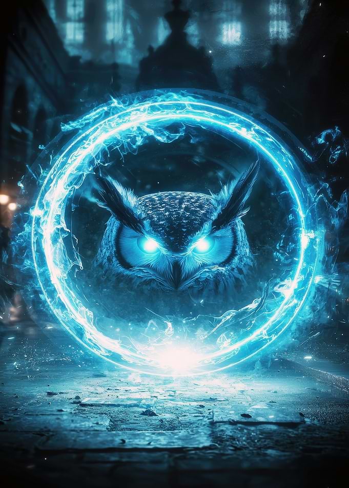 Mystical Owl with Glowing Circle