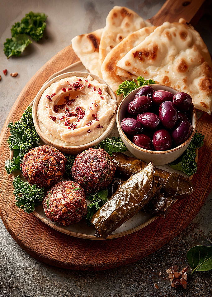 Mediterranean Mezze Platter with Hummus