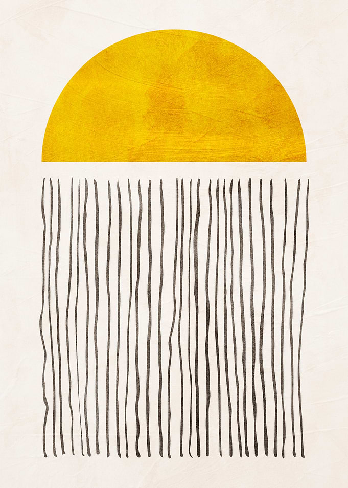Minimalist Abstract Art with Golden Sun