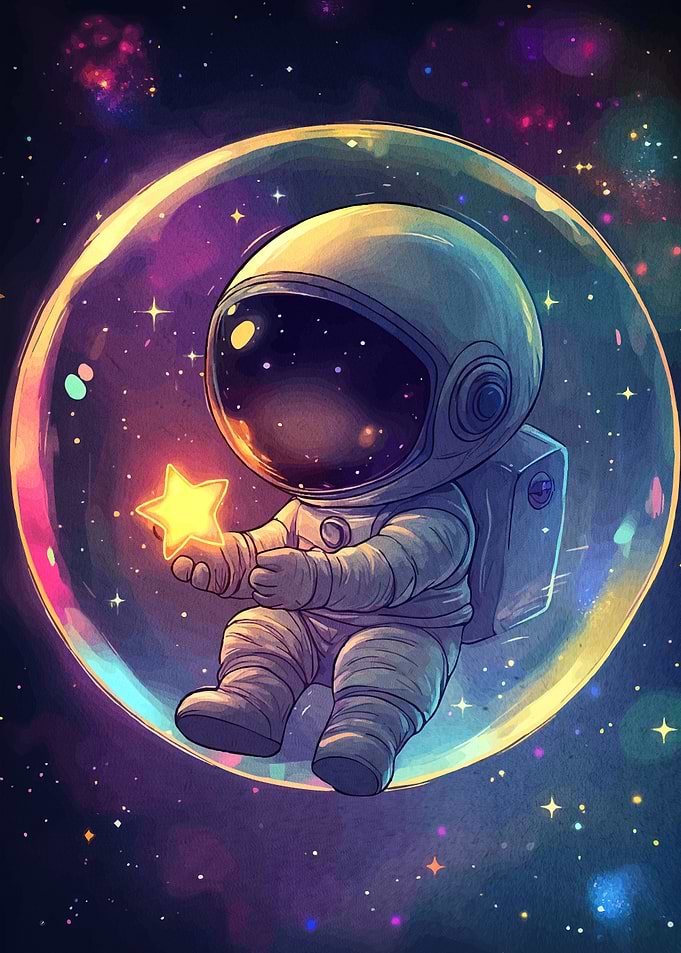 Astronaut Holding Star Space