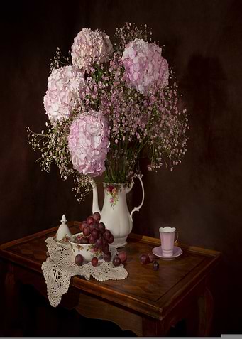 Floral Still Life with Grapes