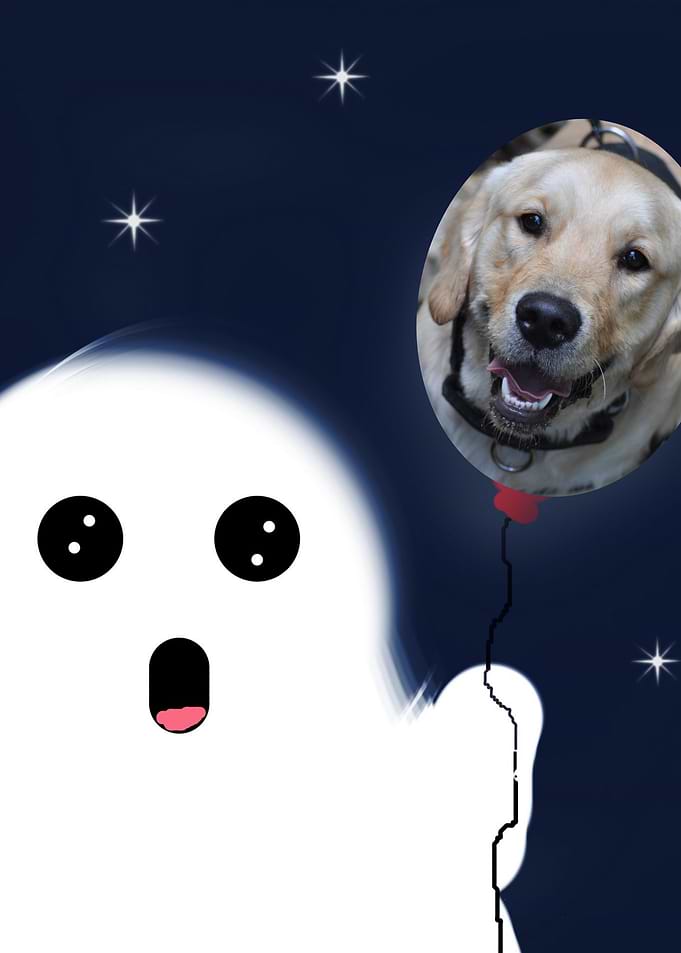 Cute Ghost with Dog Balloon