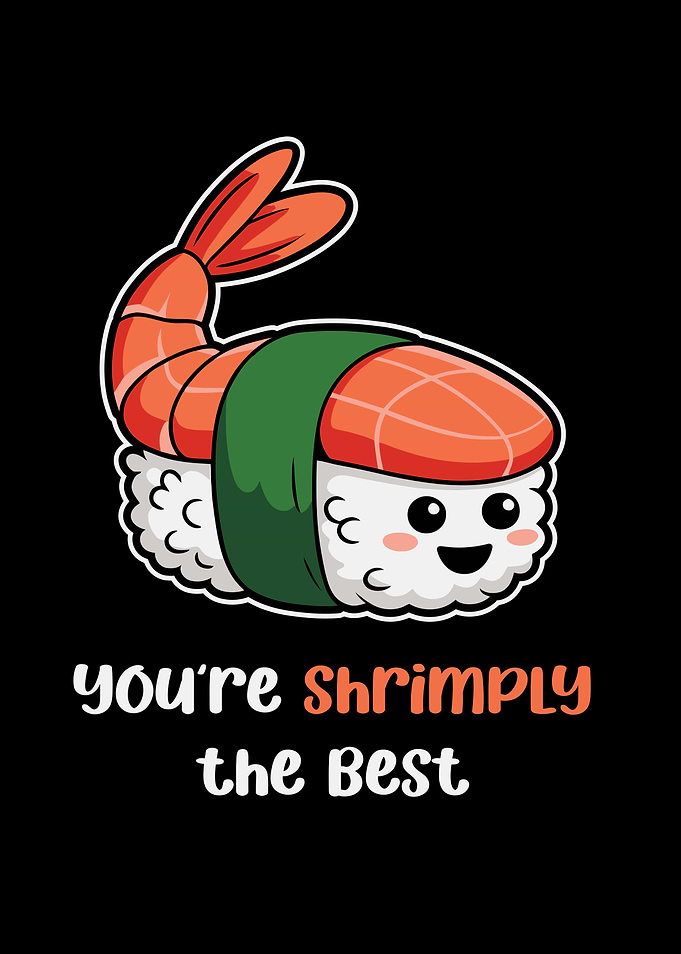 Cute Shrimp Sushi Cartoon Illustration