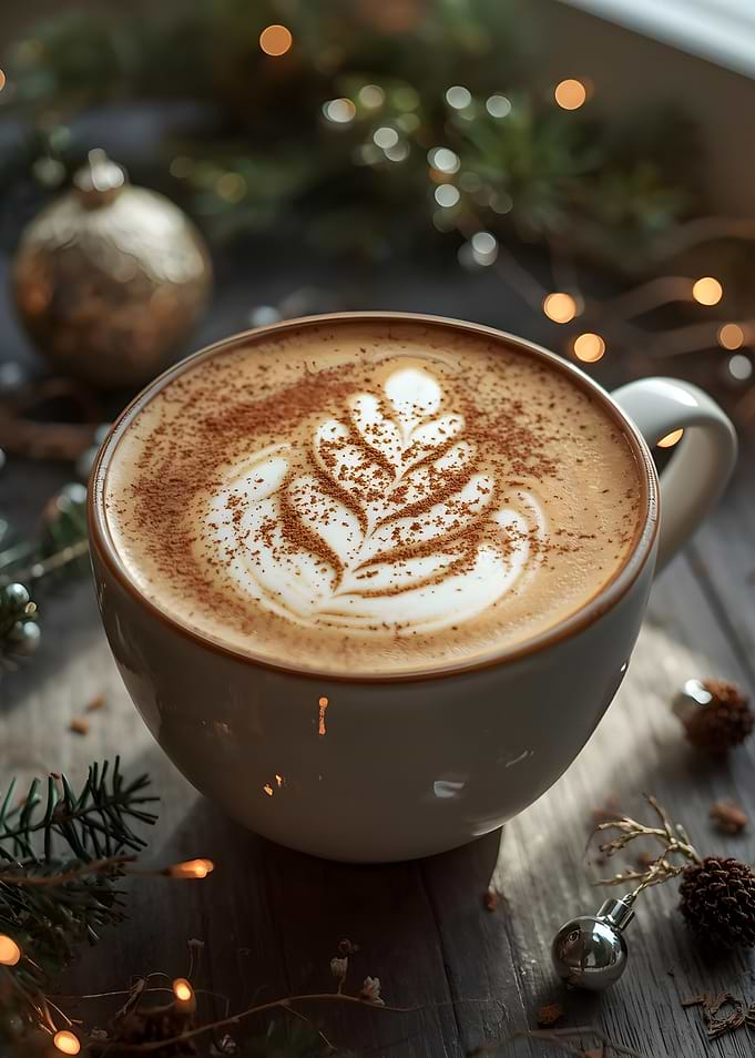 Festive Latte Art Coffee Cup