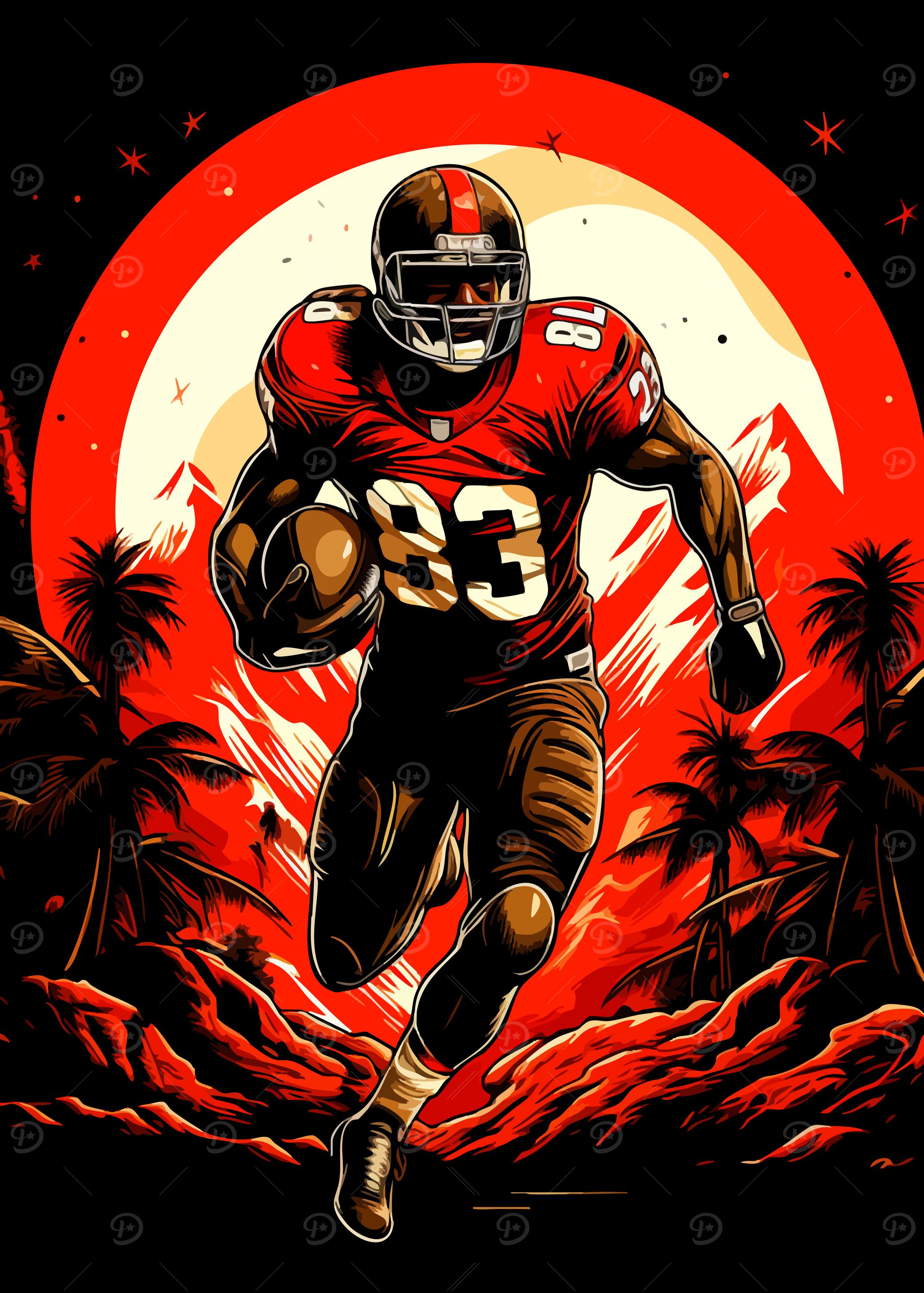 Football Player Running with Ball