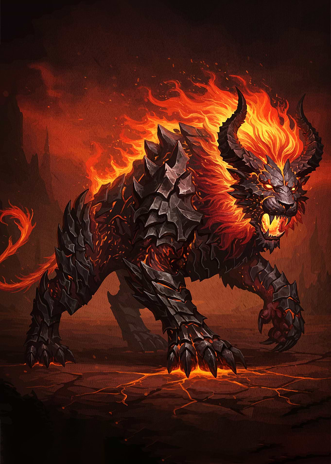 Fiery Armored Lion Creature