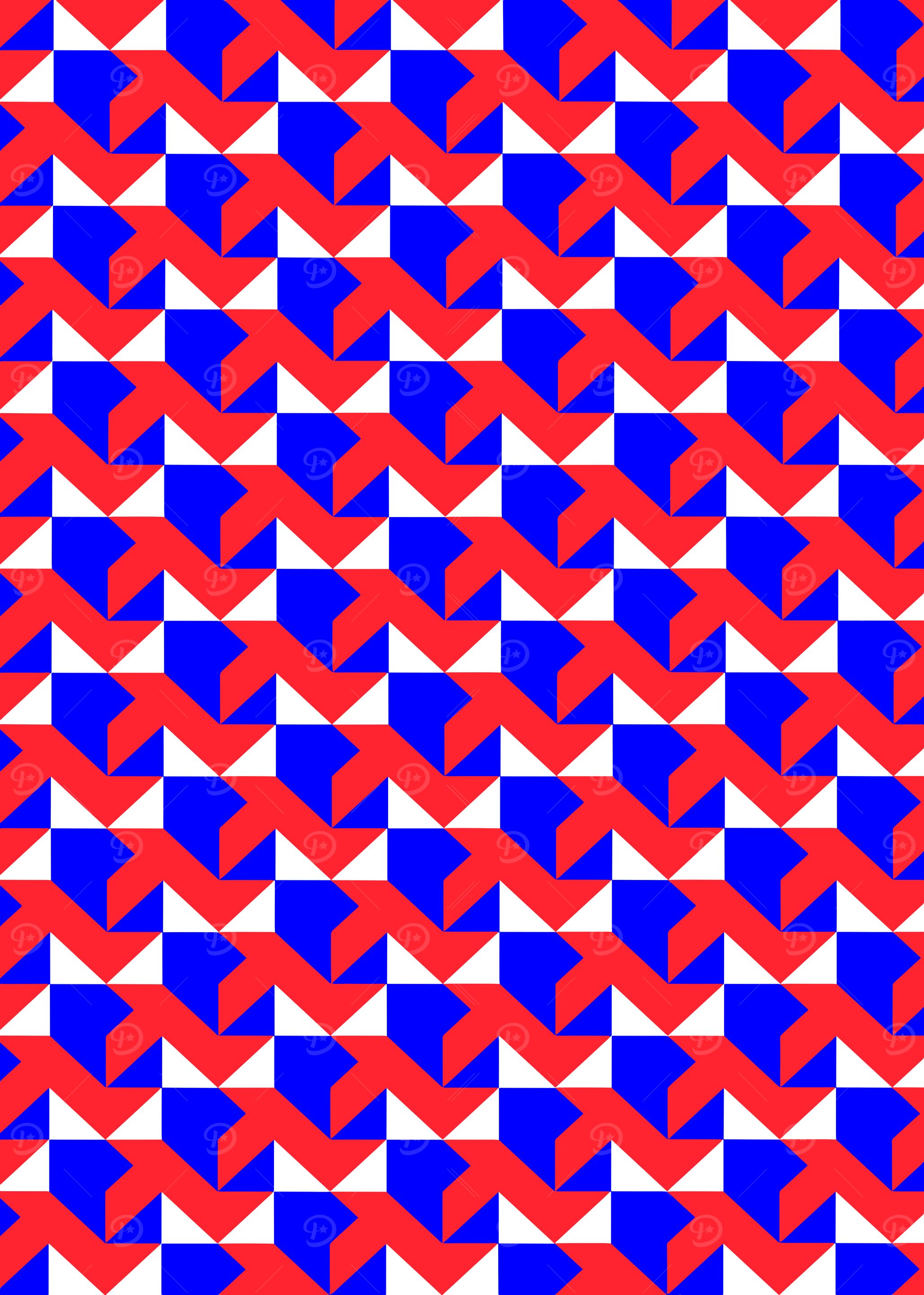 Red, White, and Blue Geometric Pattern