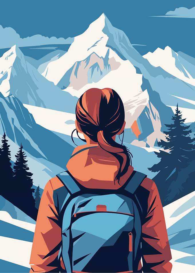 Mountain Hiker Minimalist Art
