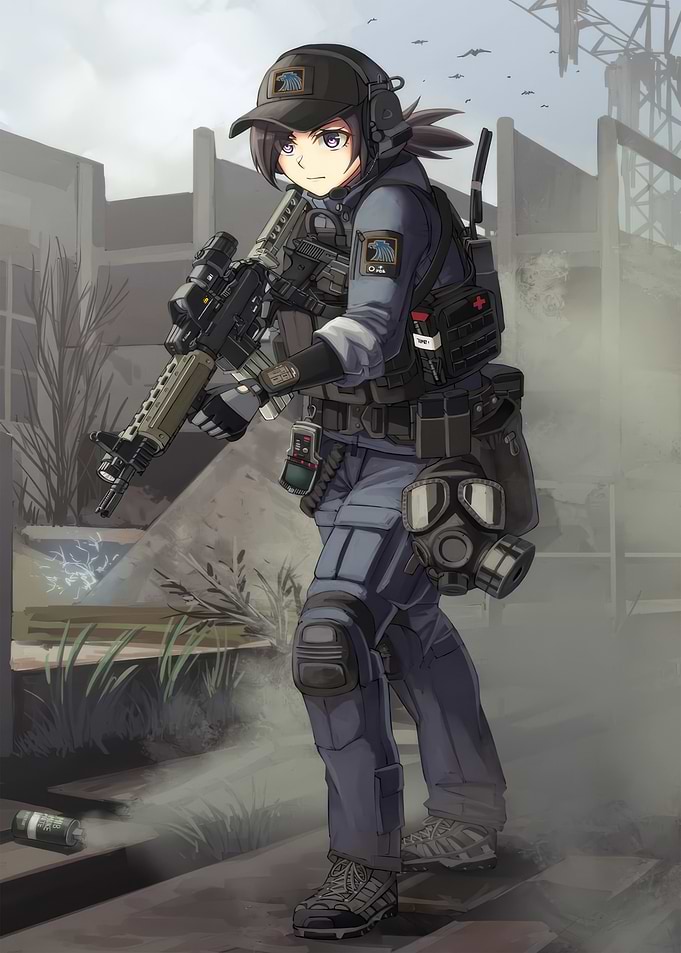 Anime Girl Soldier in Post-Apocalyptic Setting