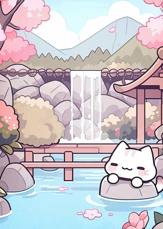 Cute Cat in Japanese Garden