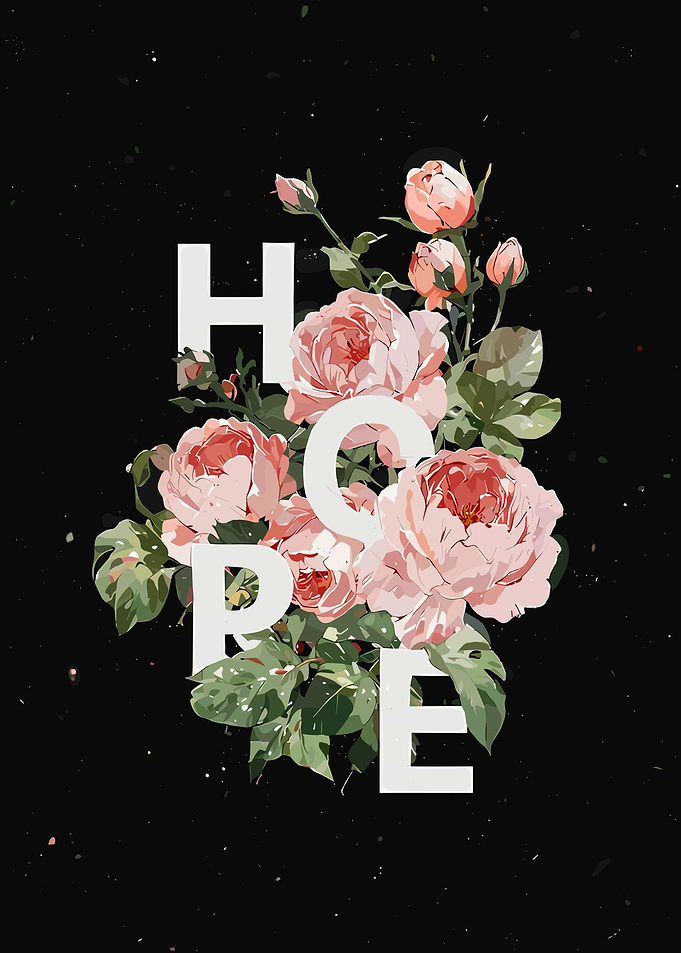 Floral Hope on Black Background