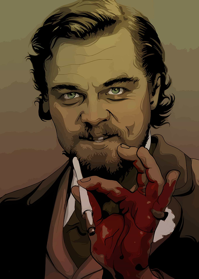 Leonardo DiCaprio digital art with blood