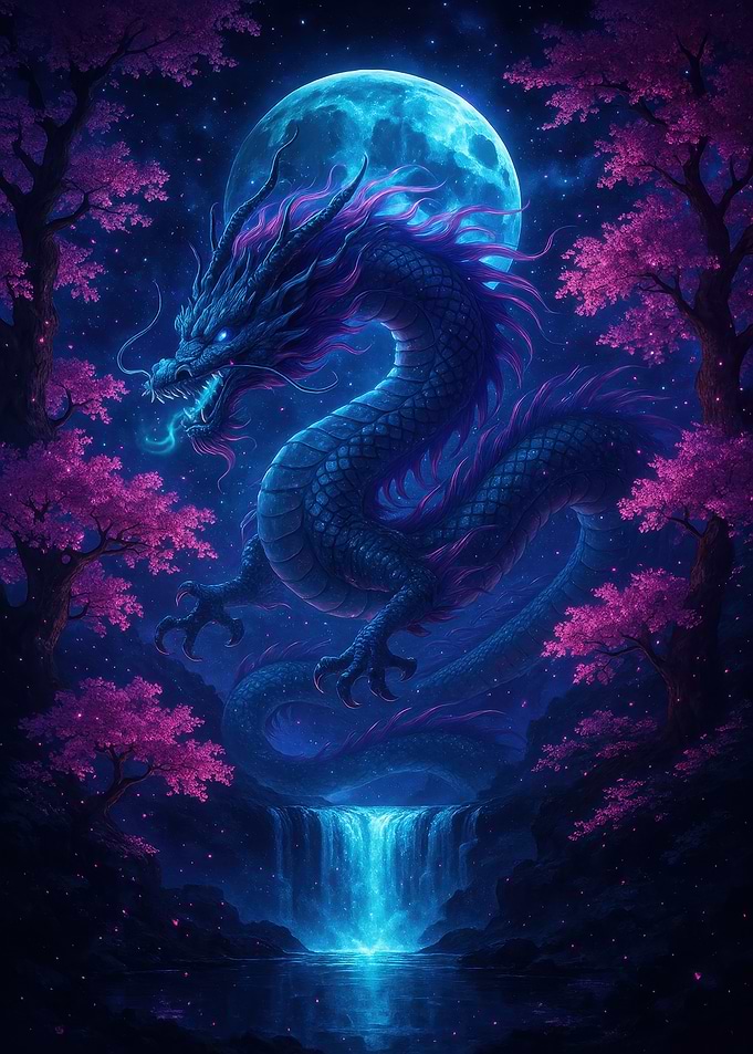 Dragon under the moonlight