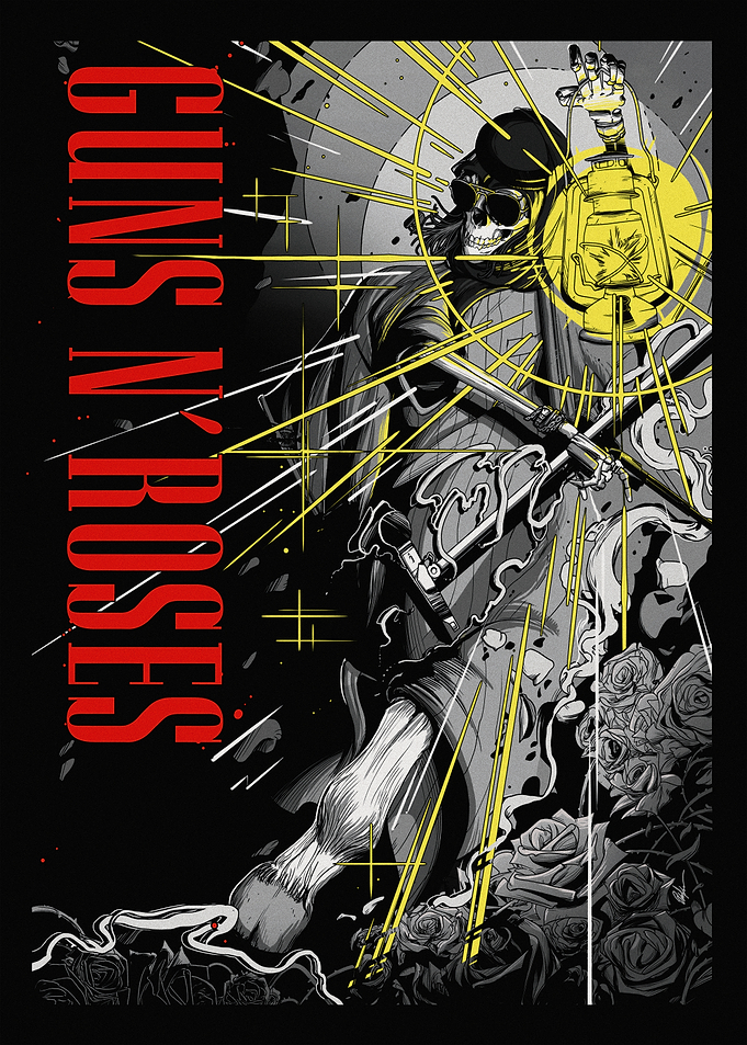 Guns N' Roses Skeleton Lantern Artwork