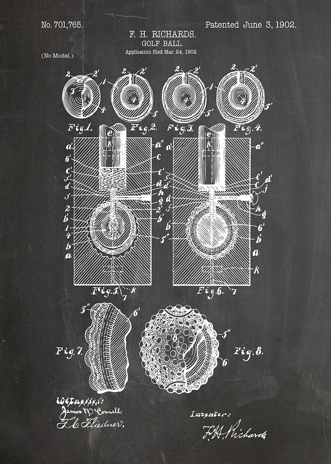 Golf Ball Patent Drawing - 1902