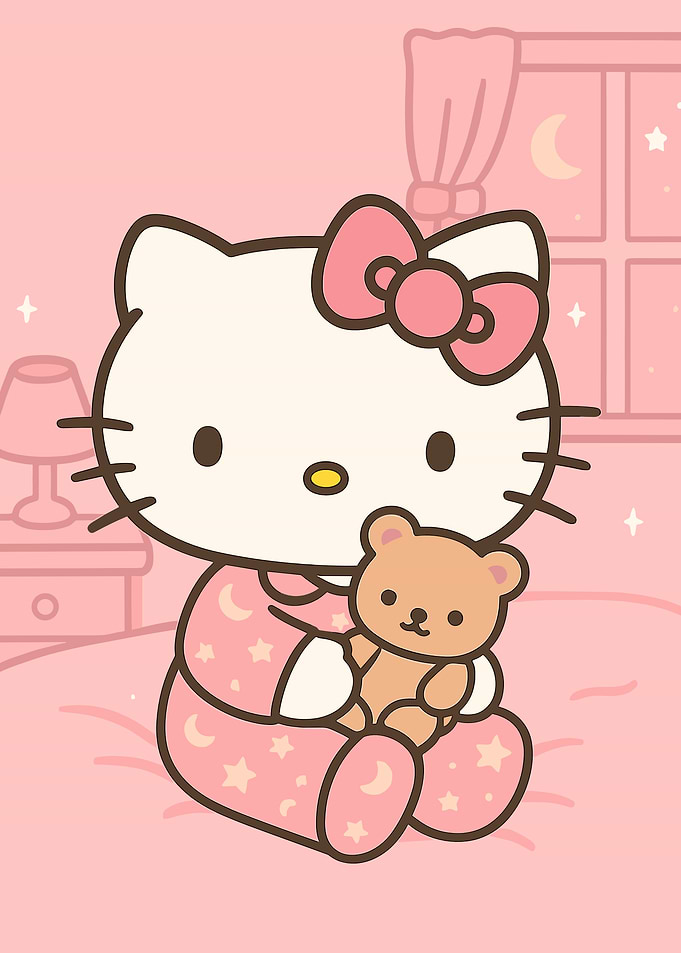 Hello Kitty in Pajamas with Teddy Bear
