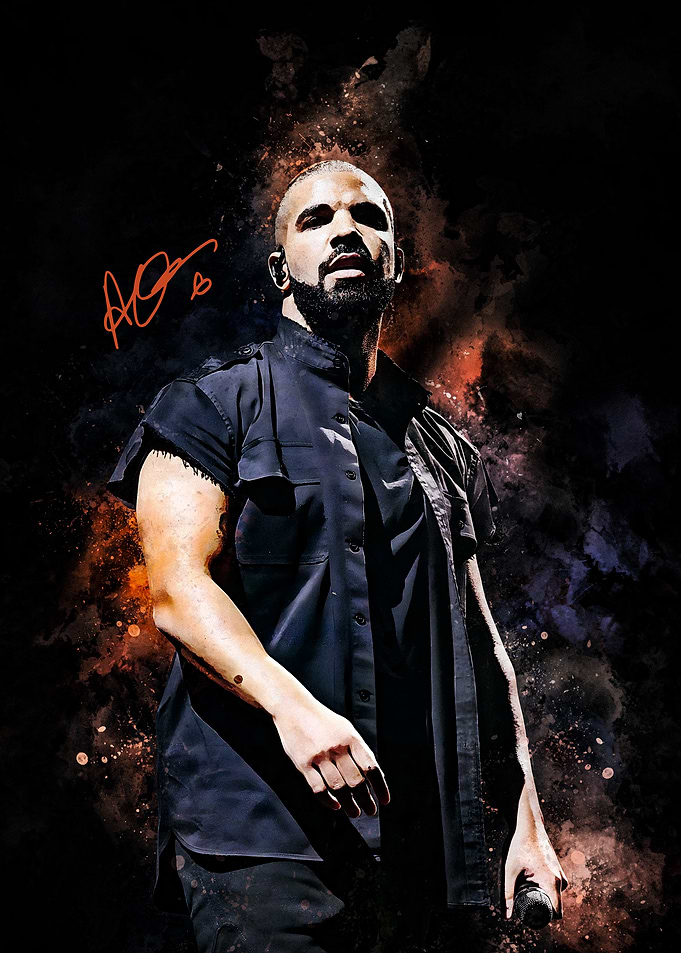 Drake Portrait with Signature
