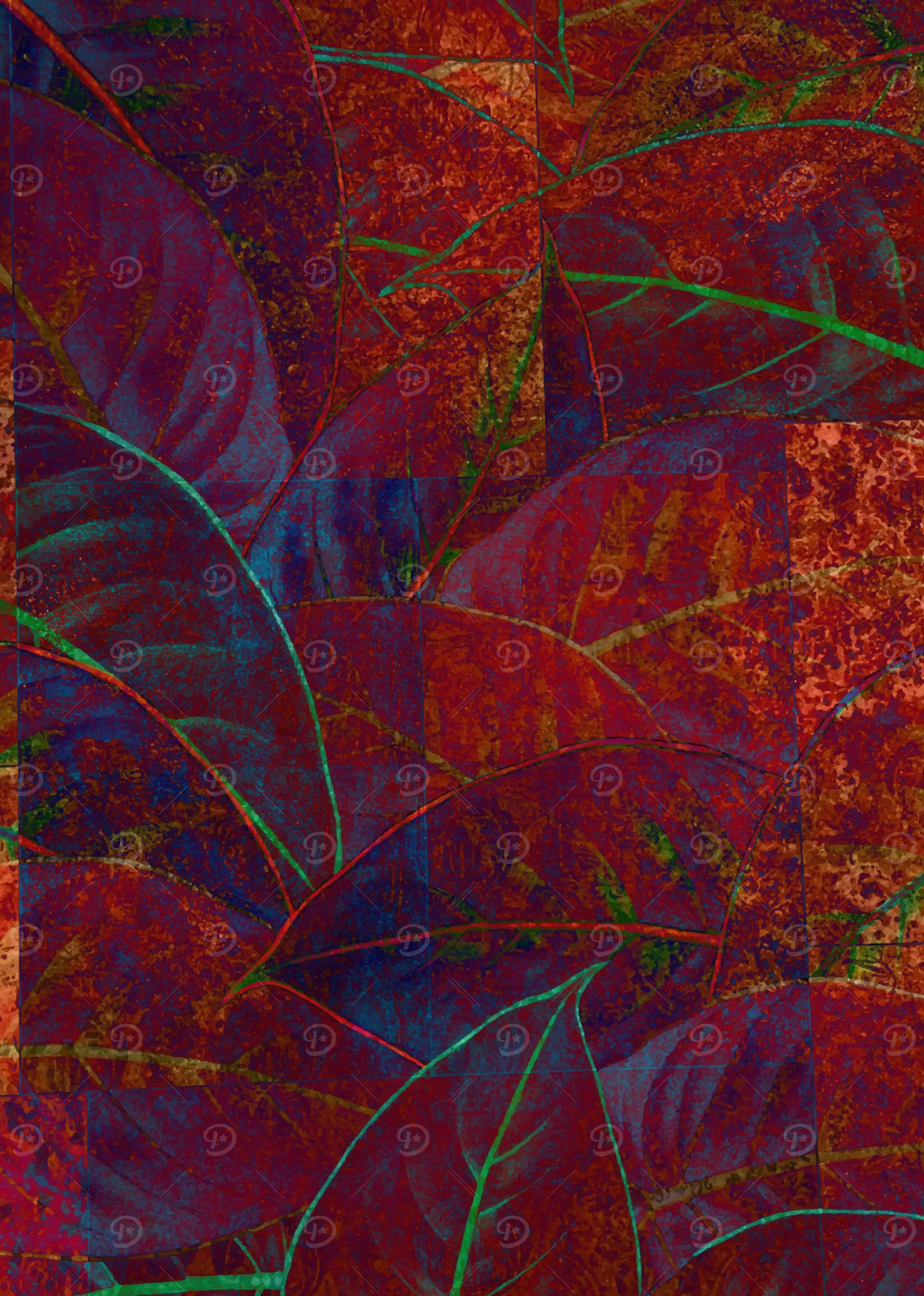 Retro Autumn Foliage Burgundy Leaves Metallic