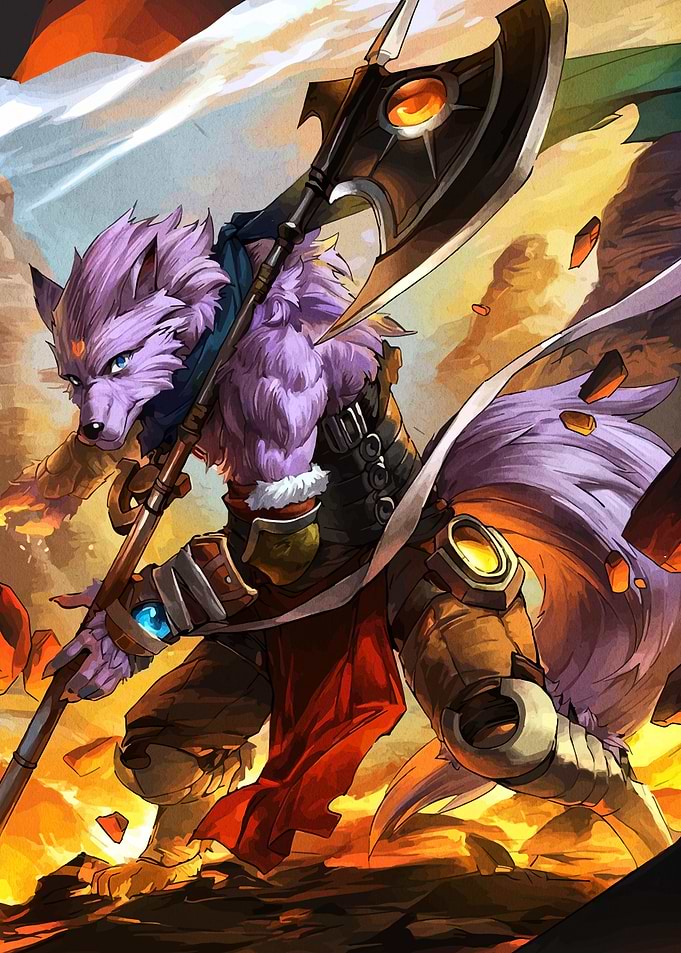 Wolf Warrior with Axe Fantasy Art