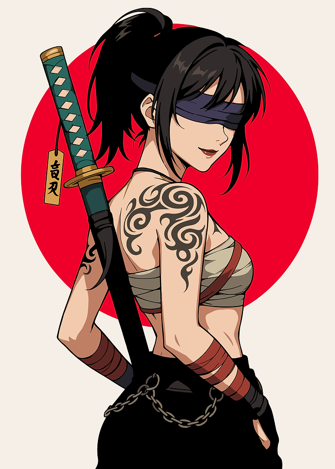 samurai girl Warrior Woman with Katana