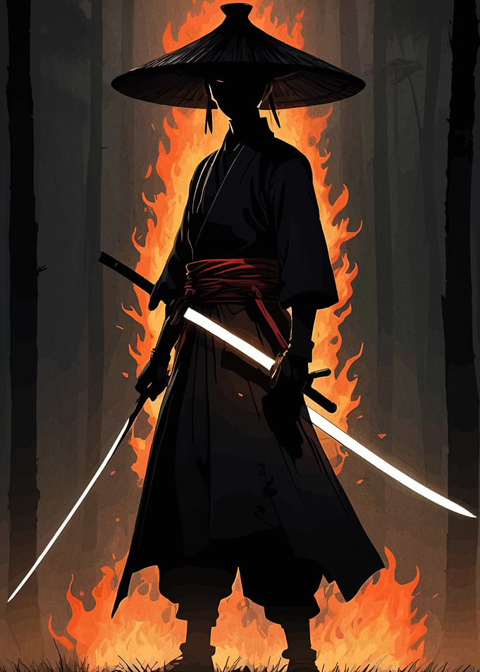 Samurai in Firelight