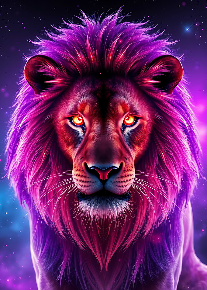 Neon Lion Portrait