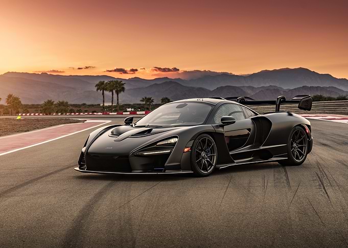 Black McLaren Senna on Racetrack at Sunset