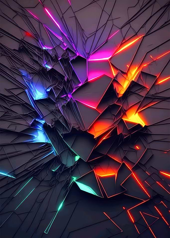 Abstract Geometric Neon Light Explosion