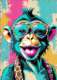Funky Monkey with Glasses Pop Art