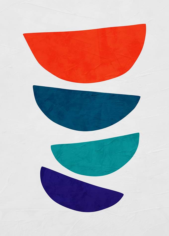 Abstract Colorful Geometric Shapes on White