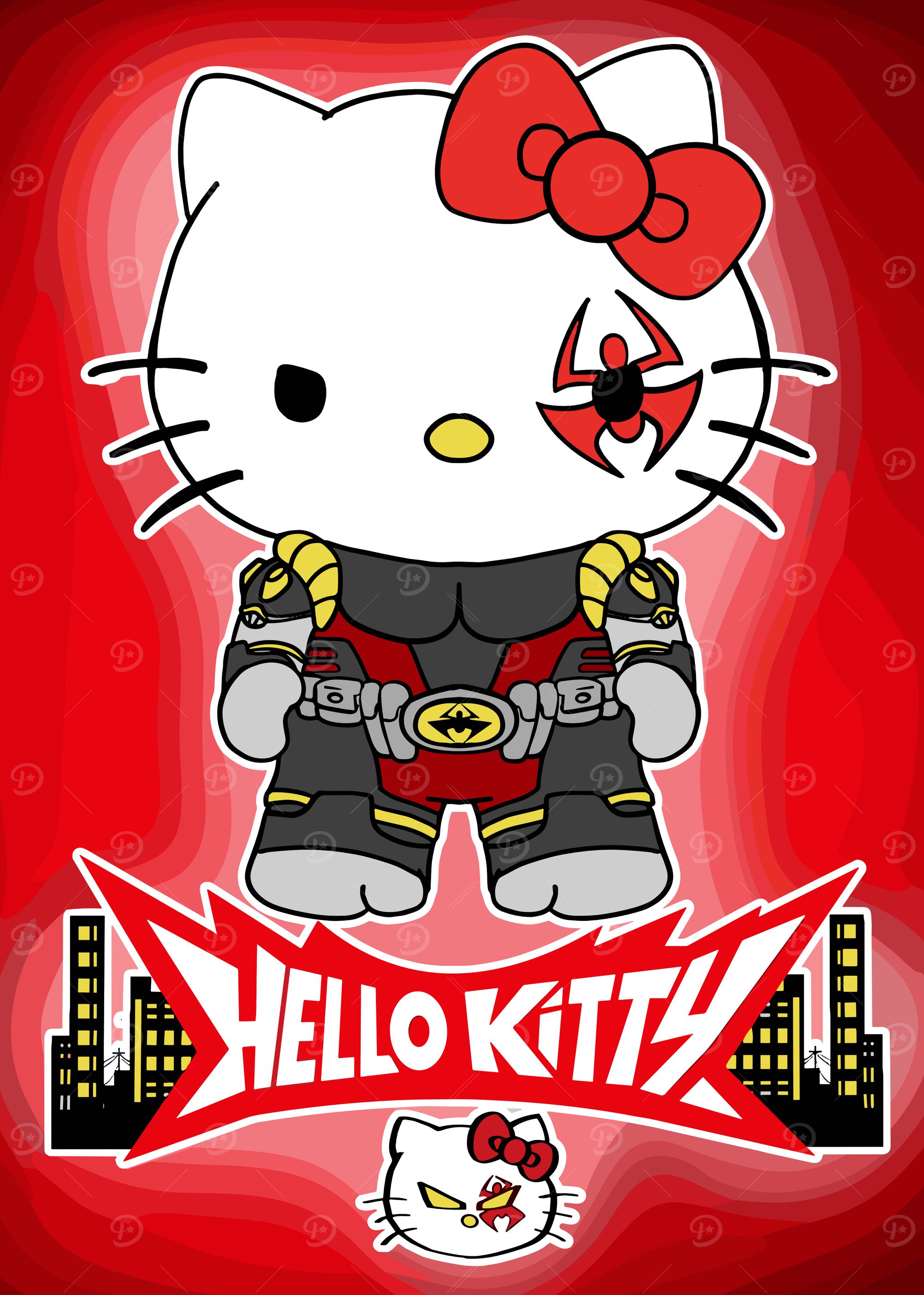 Hello Kitty as a Superhero Mashup