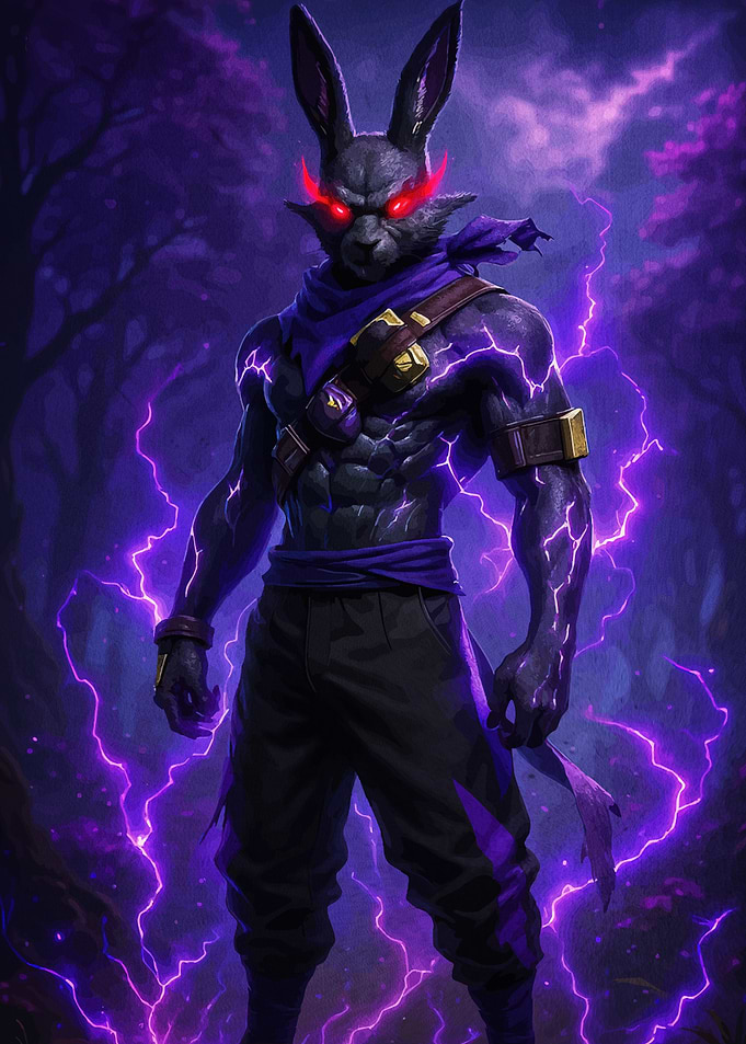 Mystical Rabbit Warrior Lightning Aura