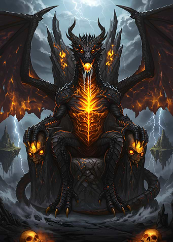 Dragon King on Skull Throne