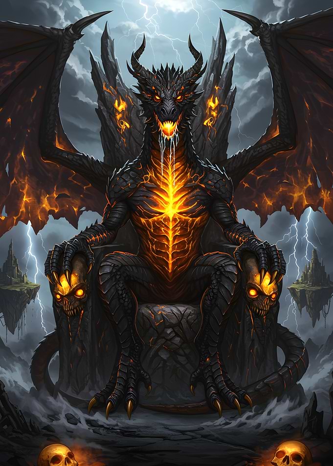 Dragon King on Skull Throne