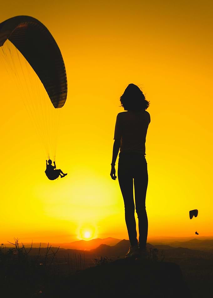 Sunset Paragliding Silhouette