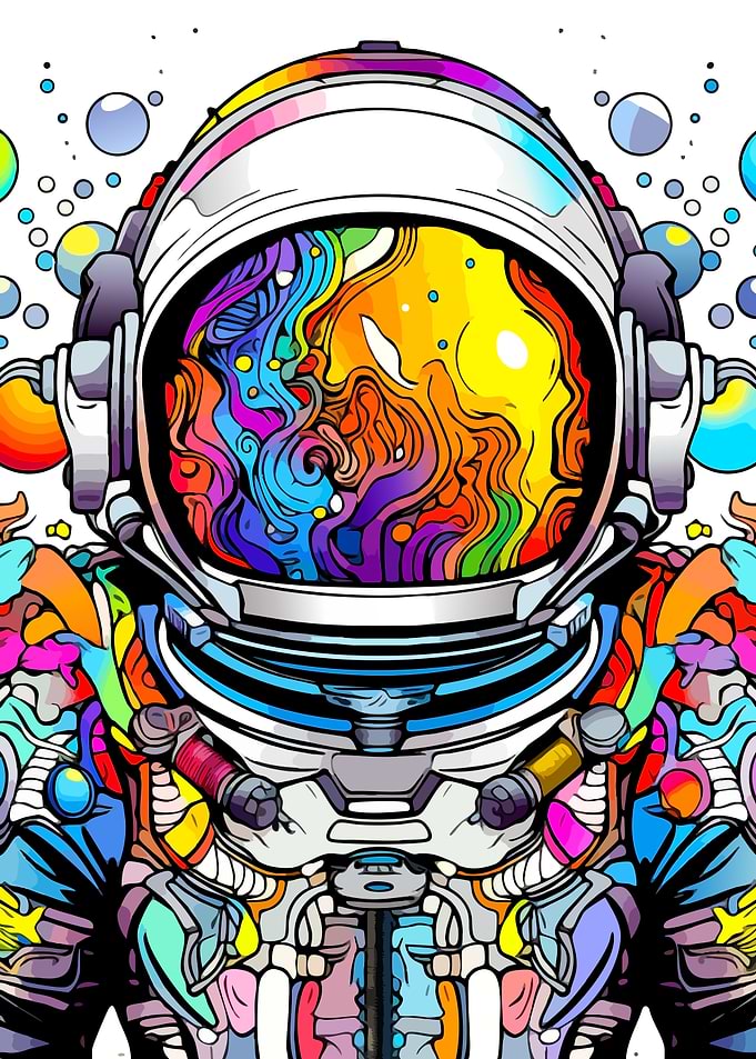 Colorful Psychedelic Astronaut Illustration