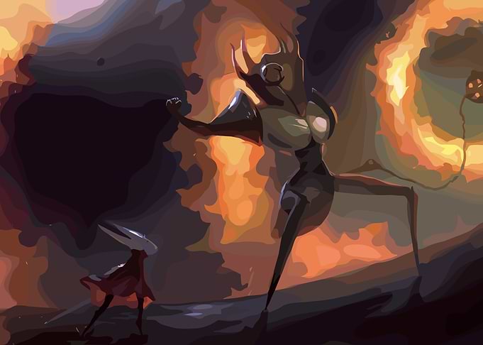 Hollow Knight: The Knight and a Boss