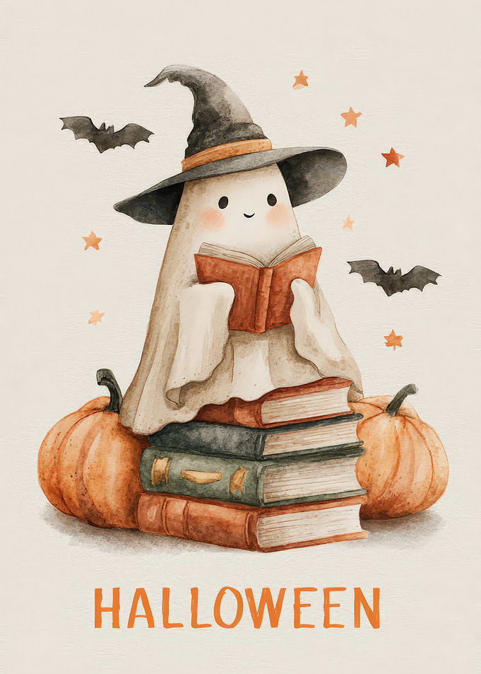 Halloween Ghost Reading on Books
