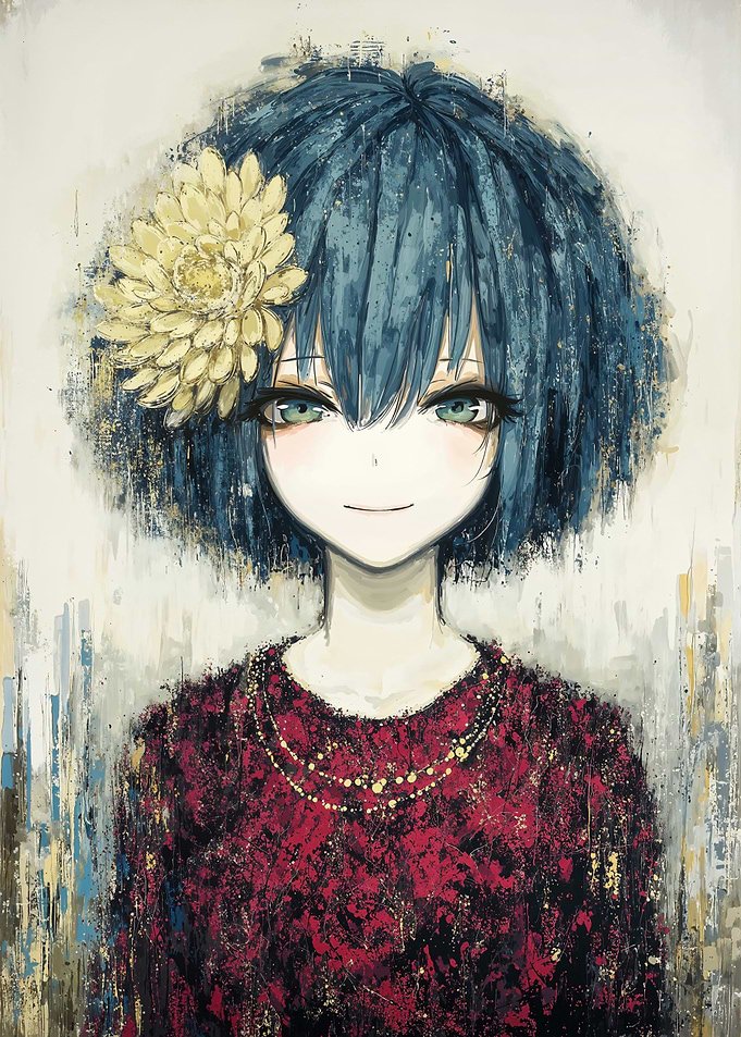 Anime Girl Portrait with Flower