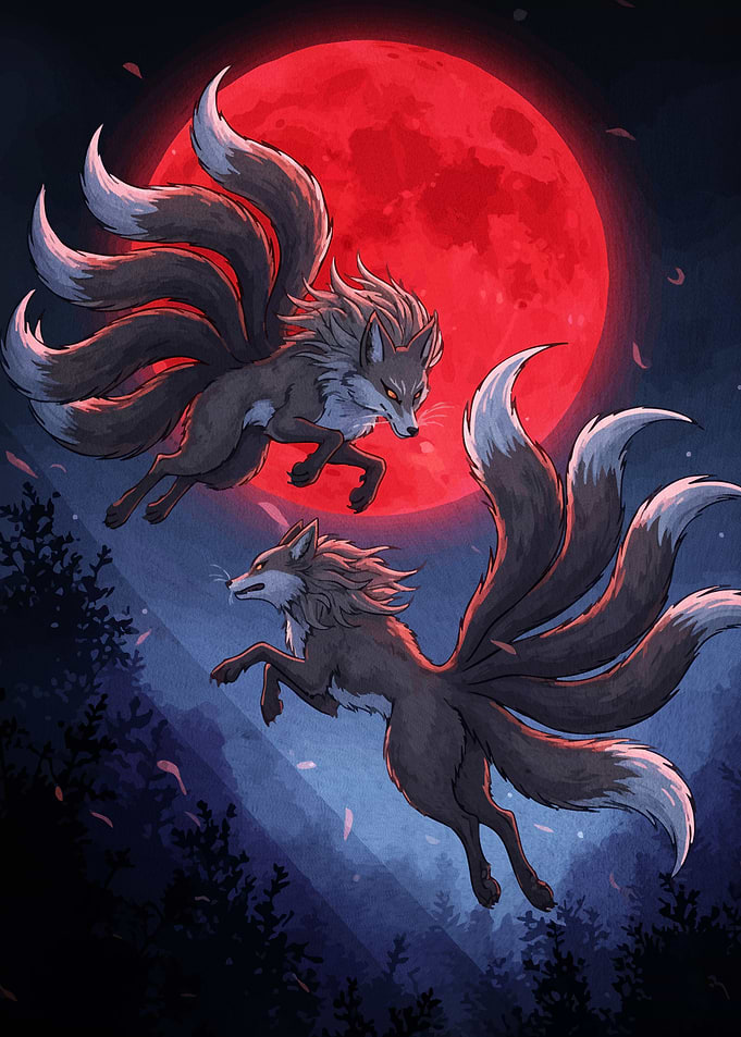 Nine-tailed Foxes Red Moon
