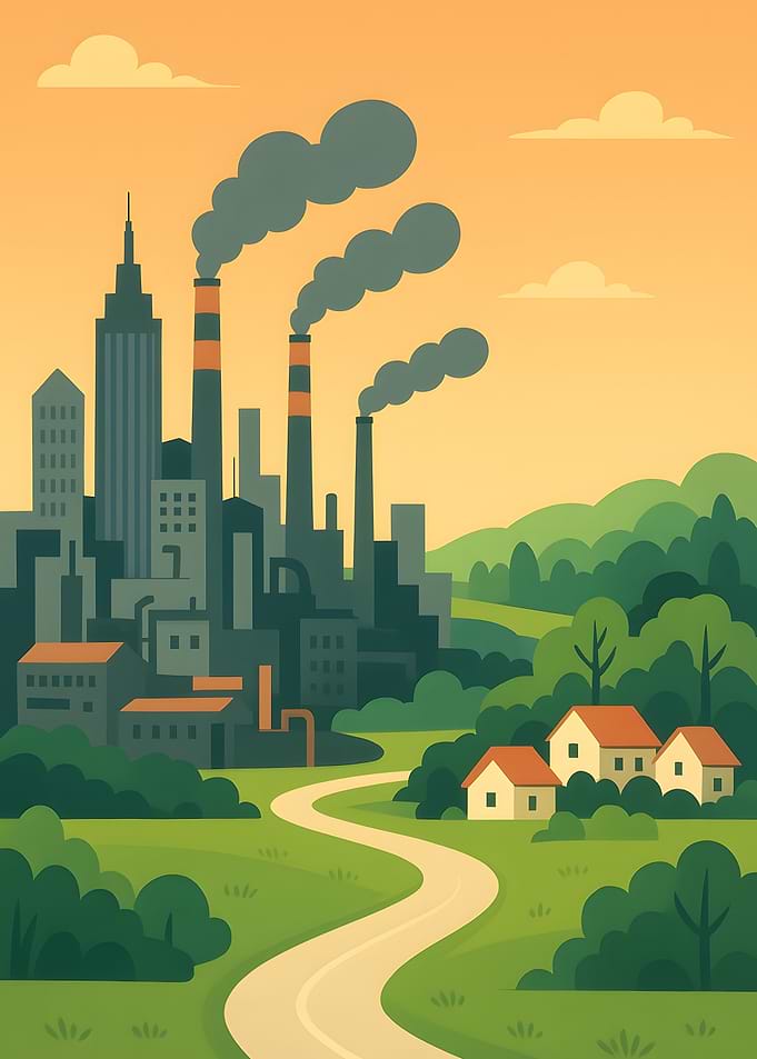 Cityscape with Industry and Nature