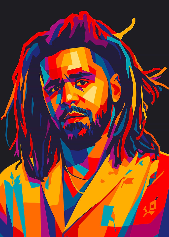 J. Cole Colorful Pop Art Portrait