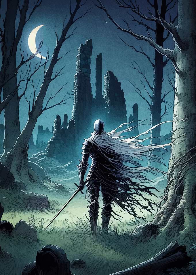 Knight Dark Fantasy Landscape